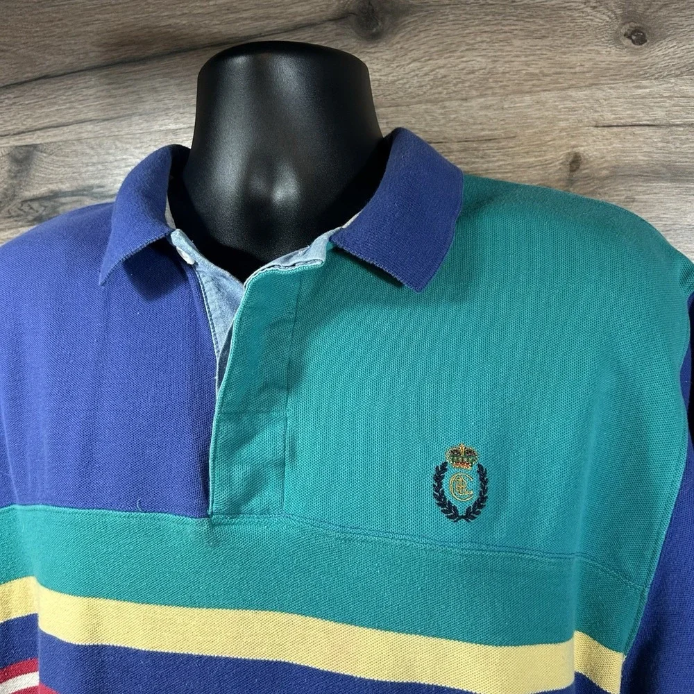 VTG Chaps Ralph Lauren Polo Mens M‎ Colorblock Retro 80s Beach Preppy Colorful